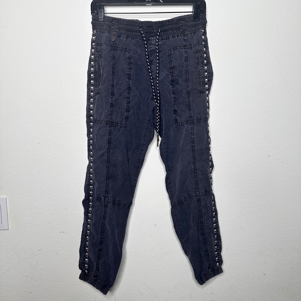 Anthropologie Sanctuary Embroidered Utility Jogger Pants Faded Black XS